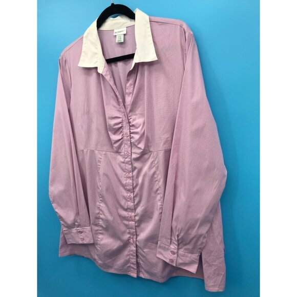 Motherhood Maternity Long Sleeve Pin Stripe Button Shirt XL NWOT - Picture 2 of 5